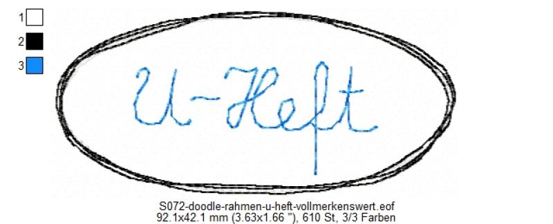 Stickdatei Doodle-Rahmen - U-Heft - für 10x10cm Stickrahmen - Applikation - Aufnäher S072